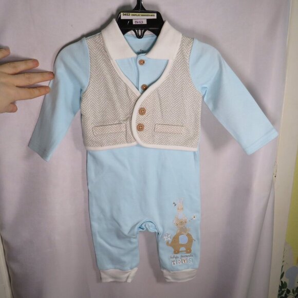 Baby Bodysuit w Vest sewn on, 1 pc, Embroidered, 6mts, Formal or Casual - Picture 1 of 7
